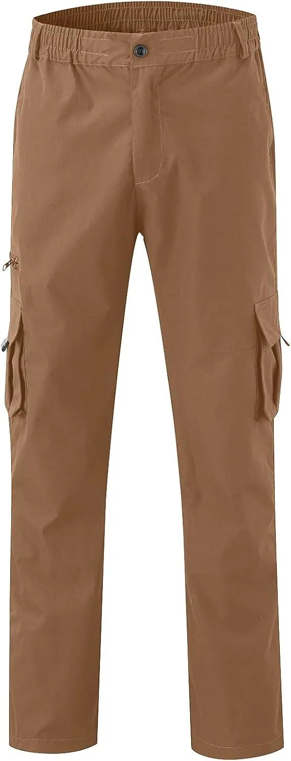 Men's Cargo Sweatpants Waist Outdoor Pants Men's Heavyweight Fleece Cargo Sweatpants Elastic Waist Drawstring Athletic