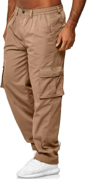Men's Cargo Sweatpants Waist Outdoor Pants Men's Heavyweight Fleece Cargo Sweatpants Elastic Waist Drawstring Athletic