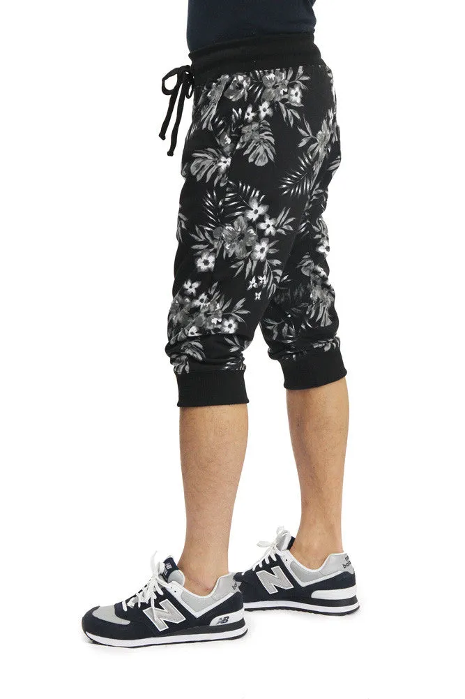 Men's Tonal Floral French Terry Jogger Shorts