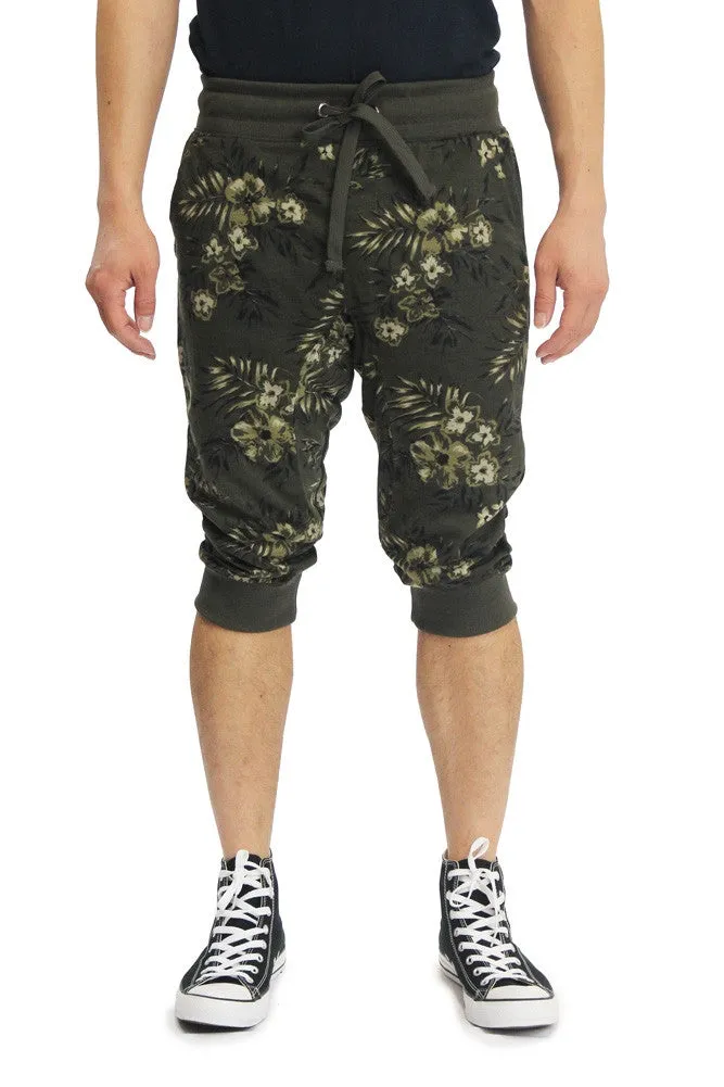 Men's Tonal Floral French Terry Jogger Shorts
