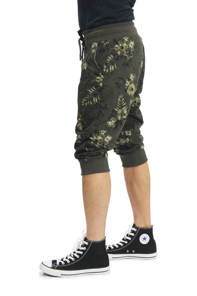 Men's Tonal Floral French Terry Jogger Shorts