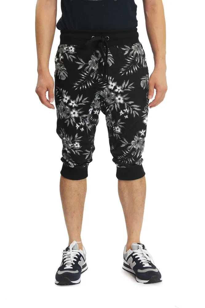 Men's Tonal Floral French Terry Jogger Shorts