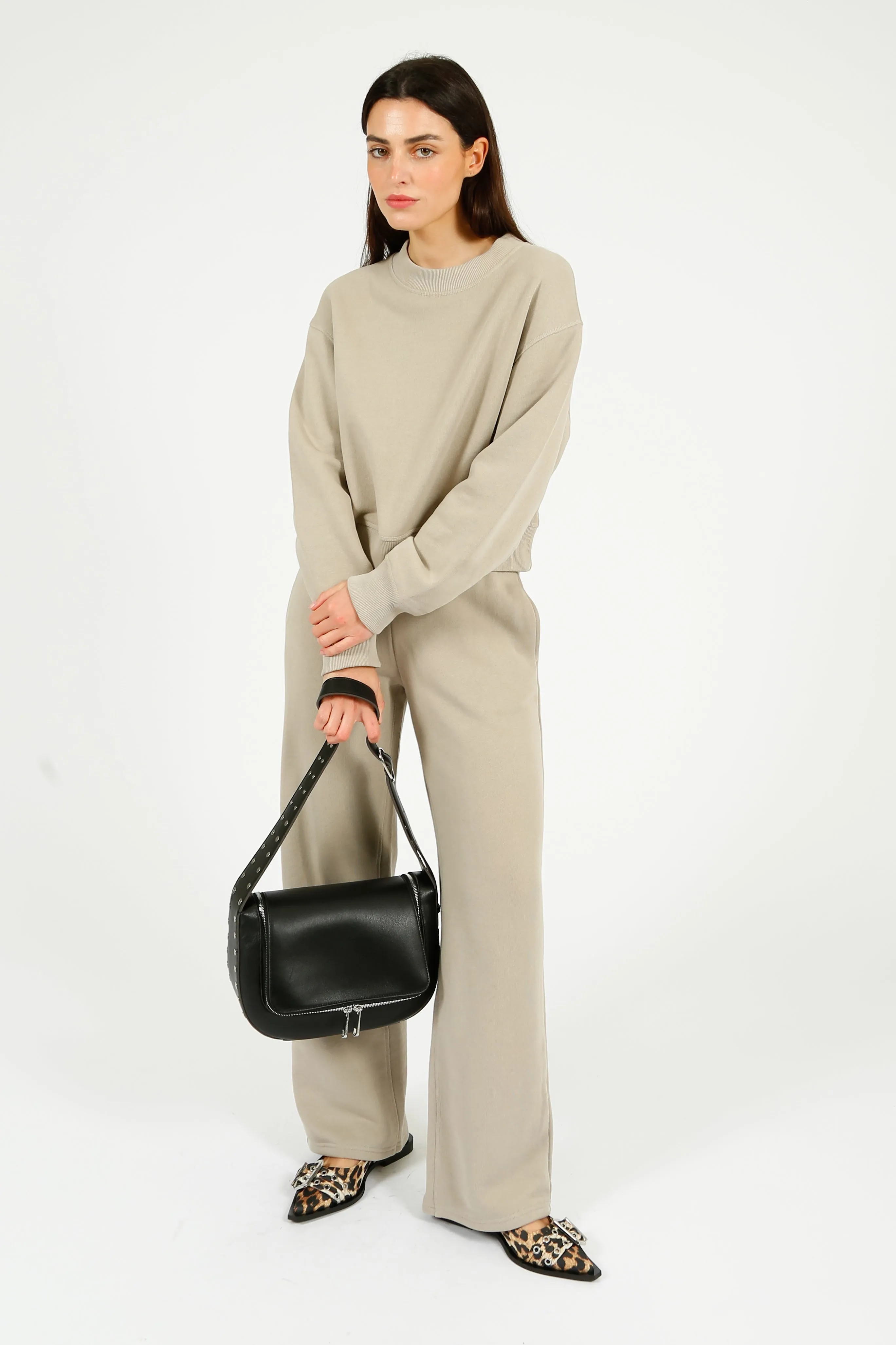 R&B Vintage Terry Wideleg Sweatpant in Fossil