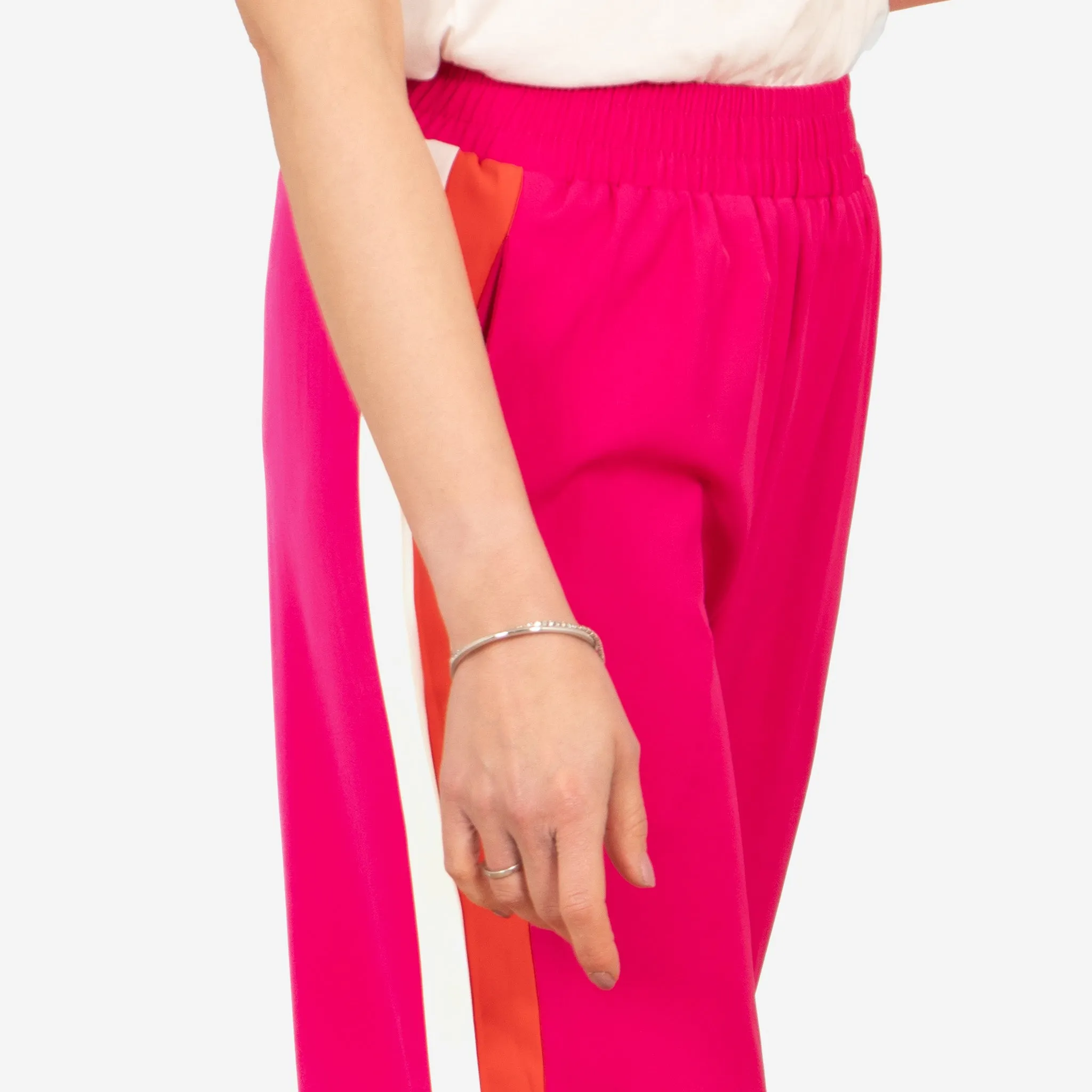 Rory Wide Leg Trousers - Hot Pink, Double Stripe