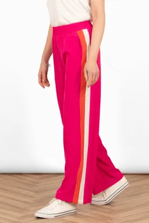 Rory Wide Leg Trousers - Hot Pink, Double Stripe