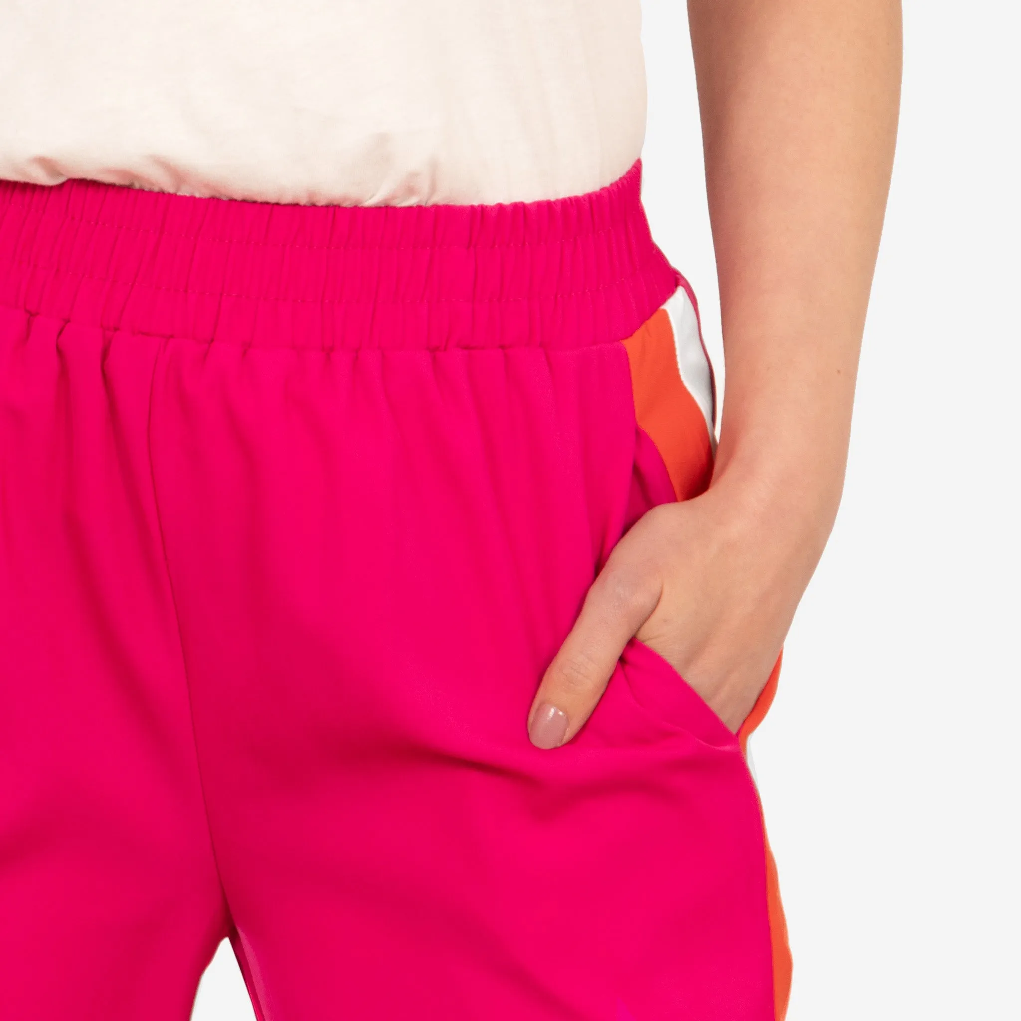 Rory Wide Leg Trousers - Hot Pink, Double Stripe