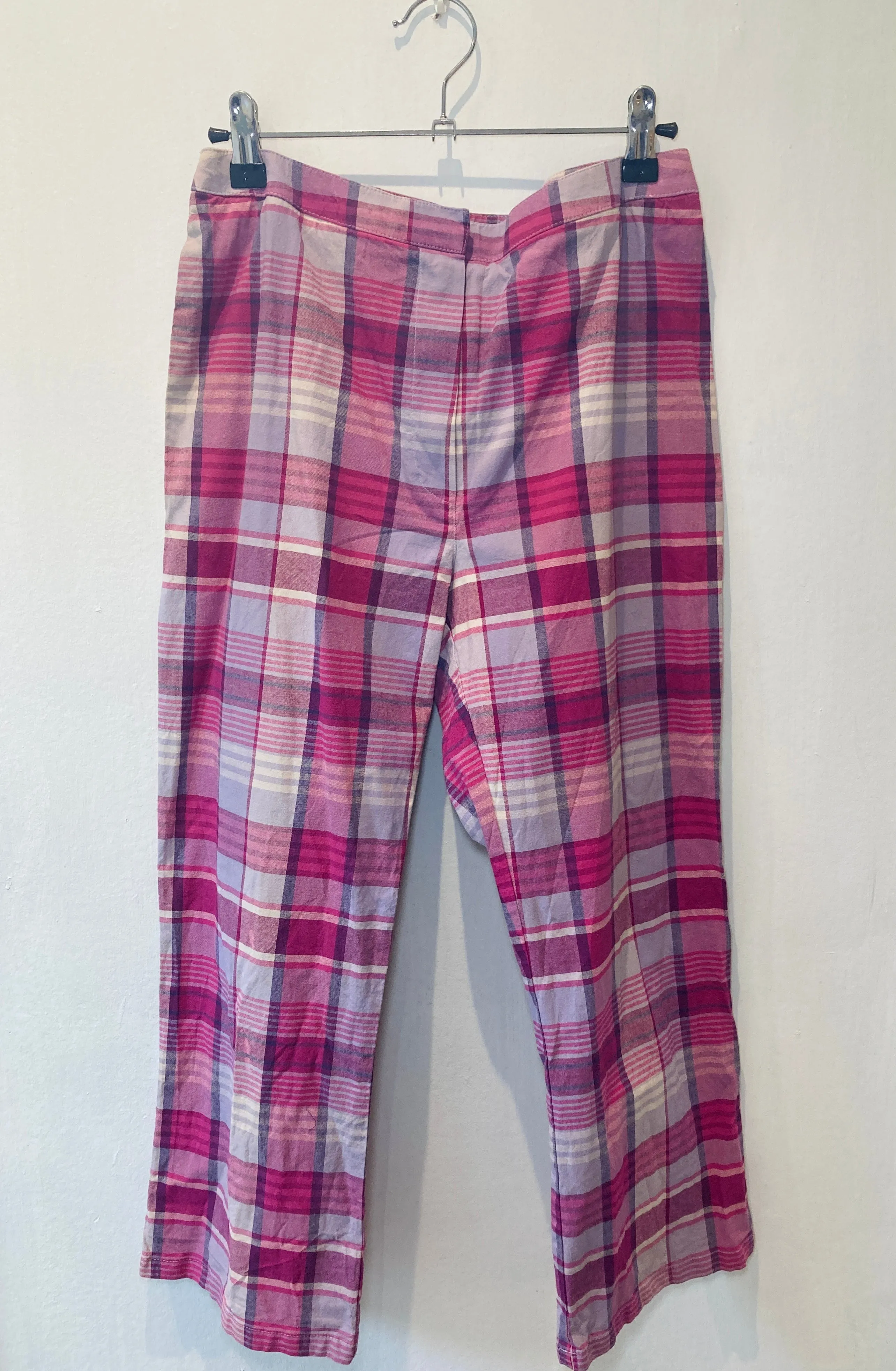 Vintage 90s Pink Check Capri Trousers - Size 8