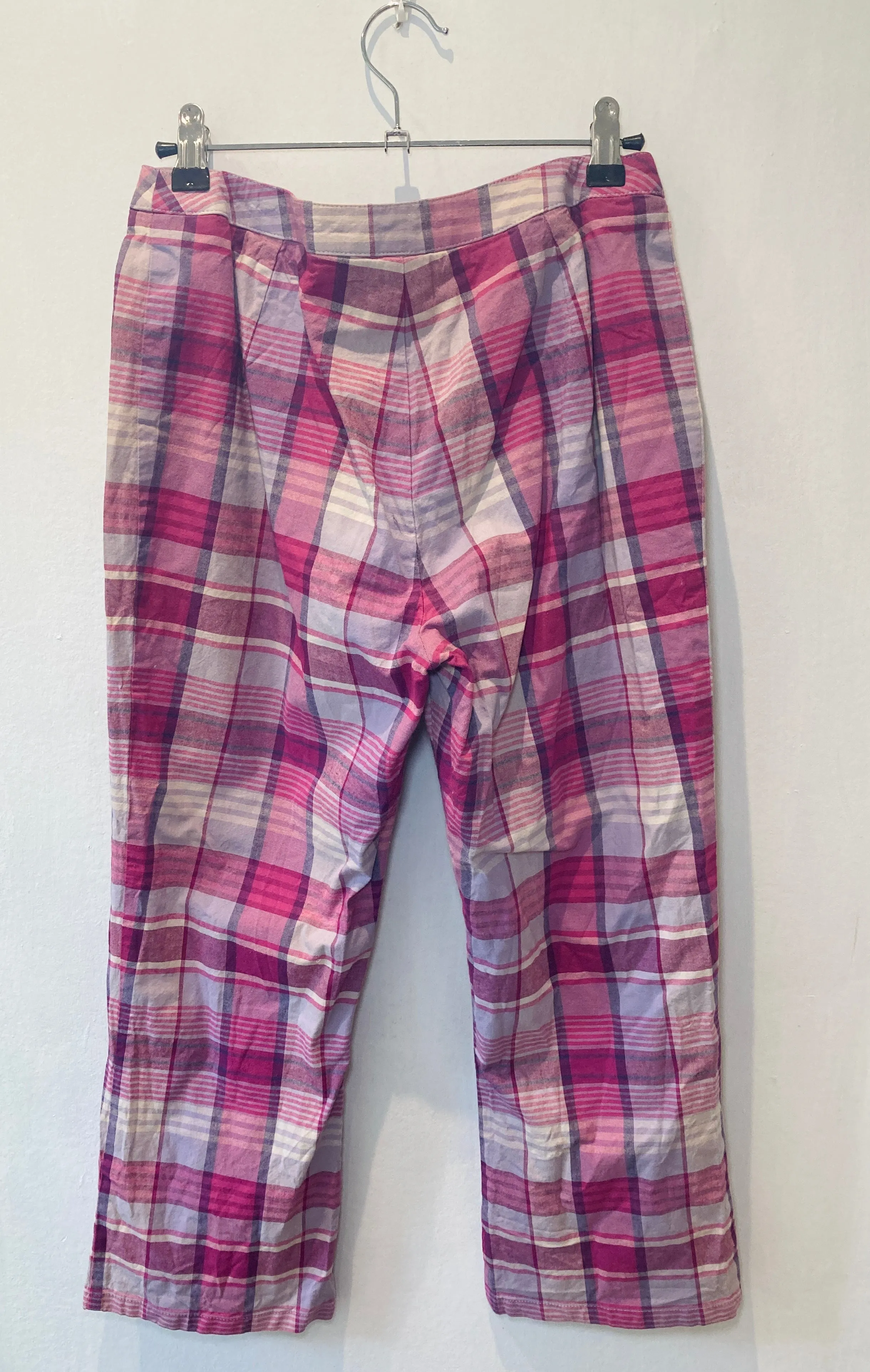 Vintage 90s Pink Check Capri Trousers - Size 8