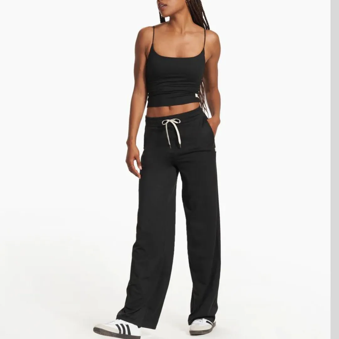 Wideleg Drawcord Elastic Waist Pant - Black