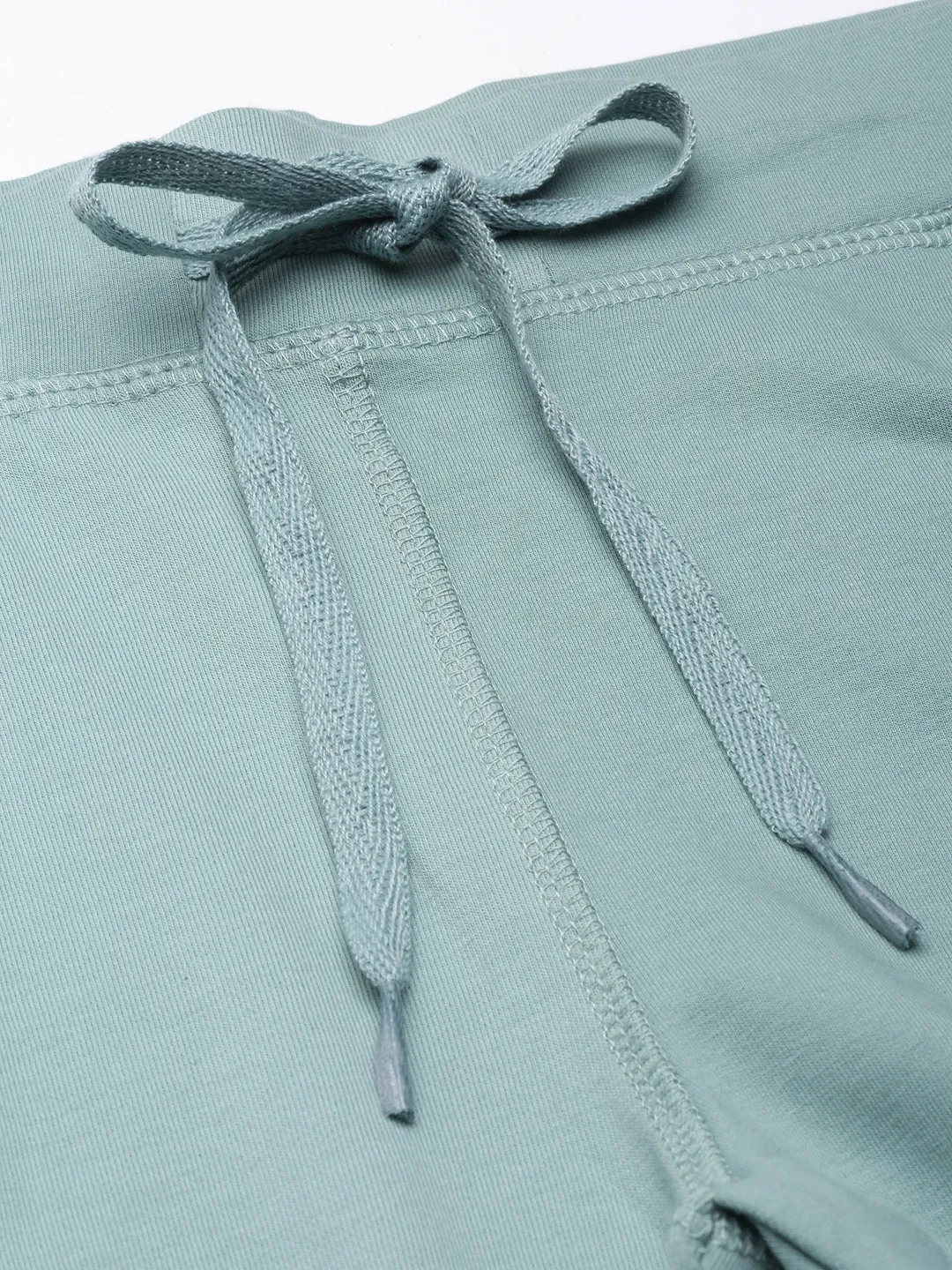 Women Sea Green Slim-Fit Cotton Track Pants