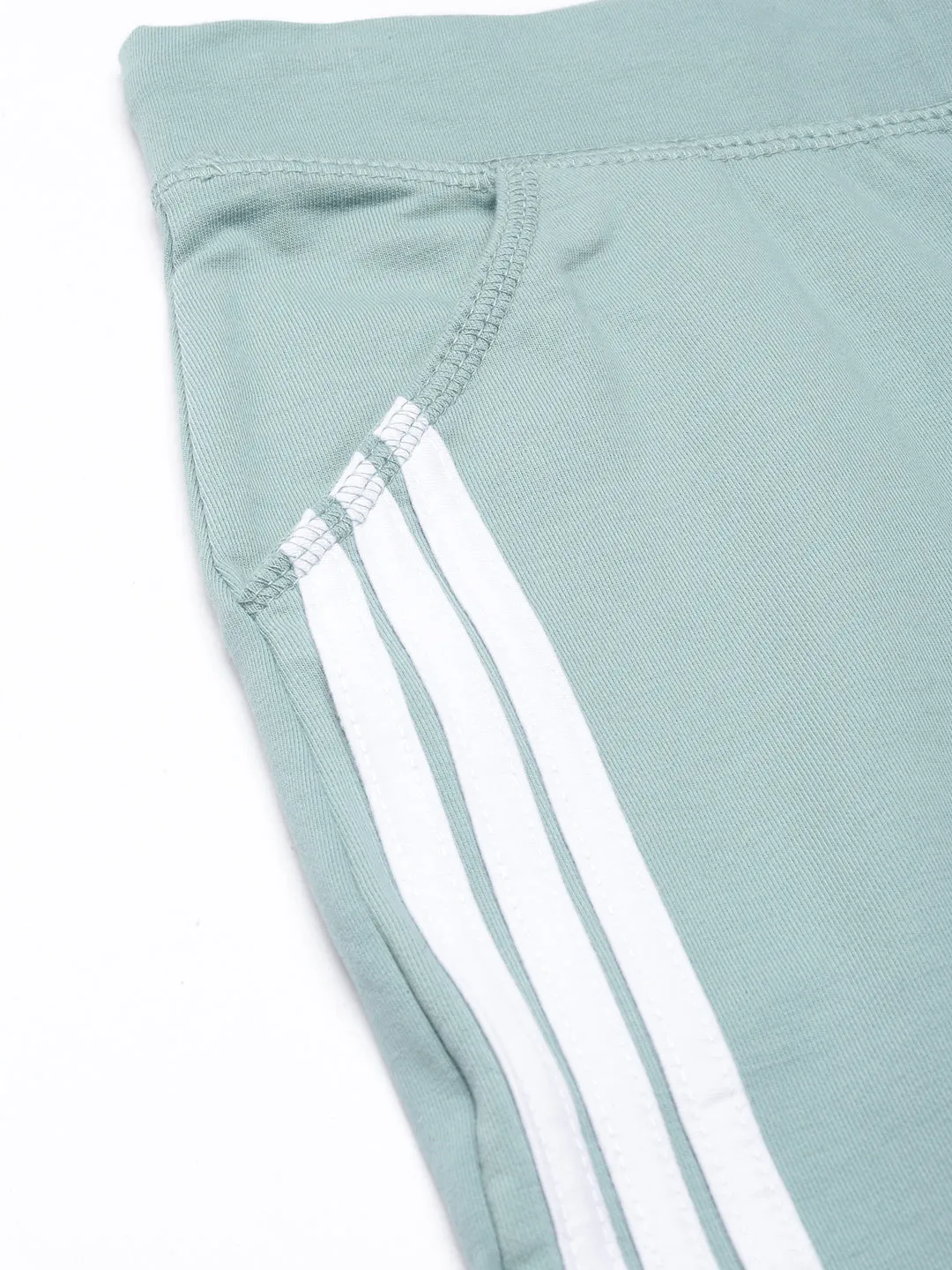 Women Sea Green Slim-Fit Cotton Track Pants