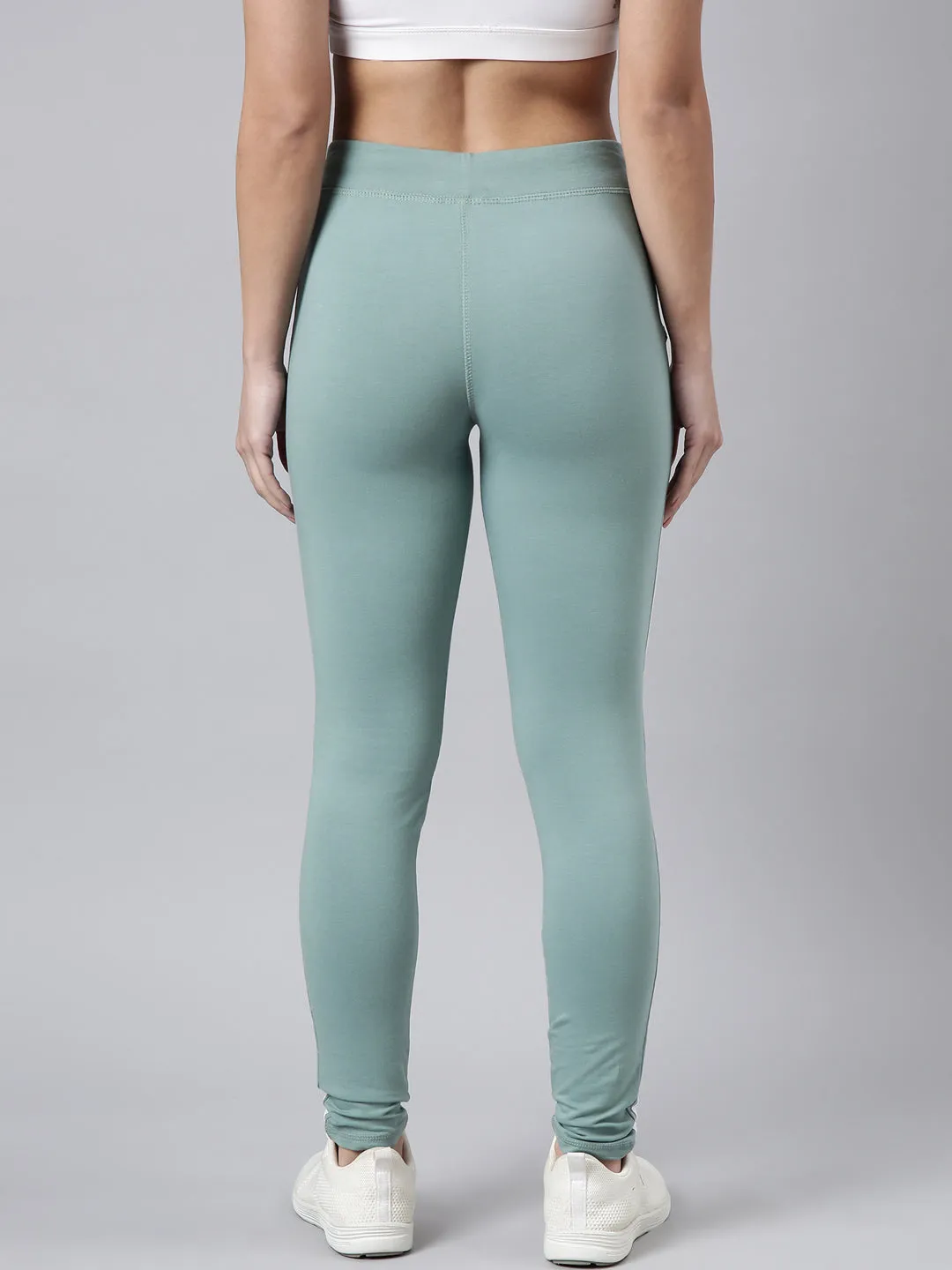 Women Sea Green Slim-Fit Cotton Track Pants