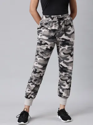 Women Taupe Camouflage Printed Track Pant