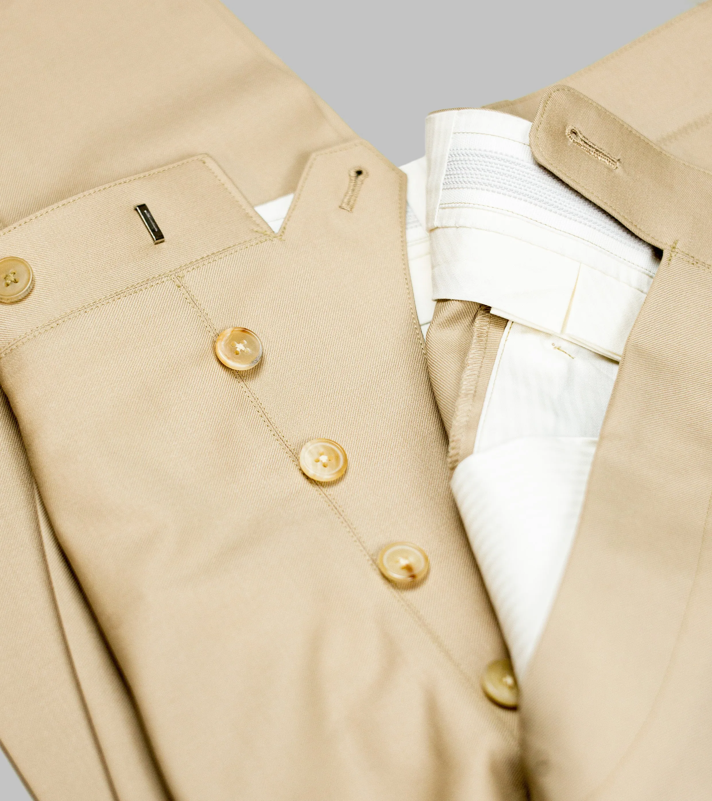 Wool Gabardine Winston Trousers Made-to-Order Beige