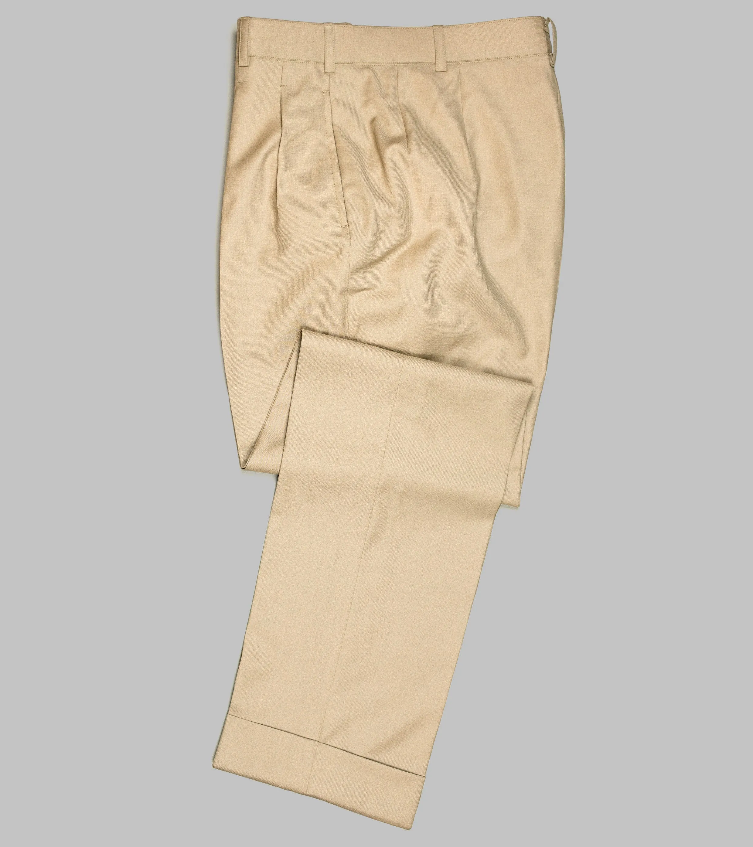 Wool Gabardine Winston Trousers Made-to-Order Beige